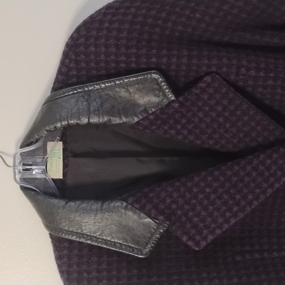 Vintage Fashions By Jill Leather And Wool Women's Black and Purple Coat 80s - Picture 3 of 16